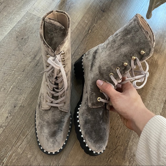 Stuart Weitzman Velvet Combat Boots - Picture 6 of 6